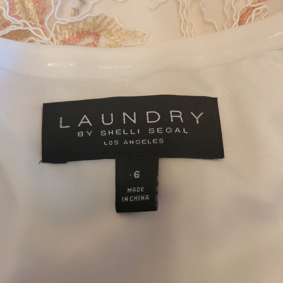 NWT Laundry by Shelli Segal Off-White Mesh Embroidered Cocktail Dress, 6 - Picture 5 of 6